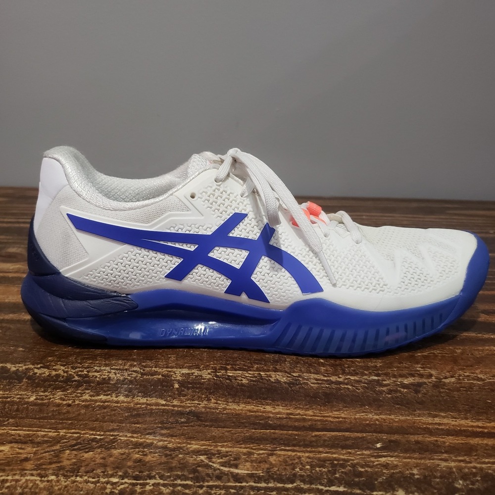 Asics Gel Resolution 8 Shoes Womens 10.5 White Blue Pickleball Tennis Sneakers
